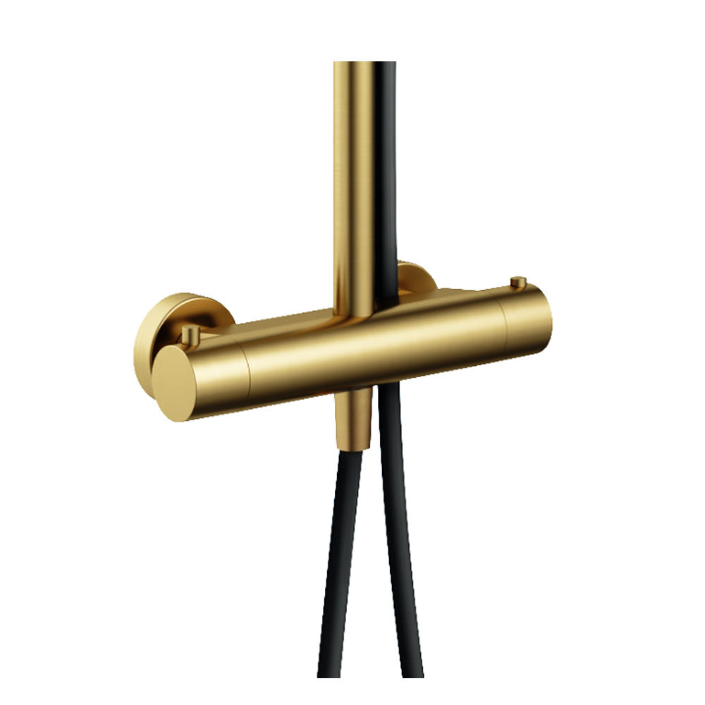 Hotbath Cobber SDS9BBP thermostatische regendoucheset met Ø 20 cm hoofddouche – Geborsteld Messing PVD