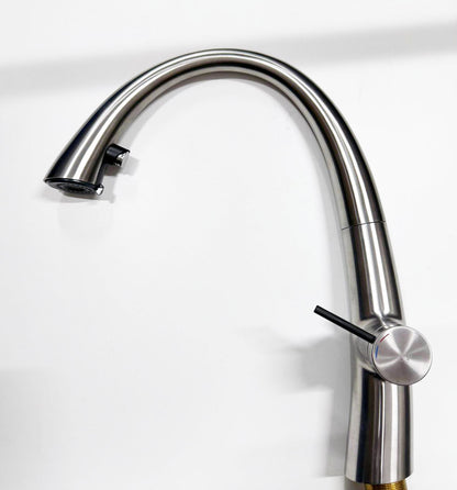 KWC ZOE eengreeps keukenmengkraan met uittrekbare douche, decor staal