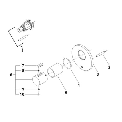 Dornbracht universeel xTool Thermostaat afbouwdelen met 2 stopkranen, chroom