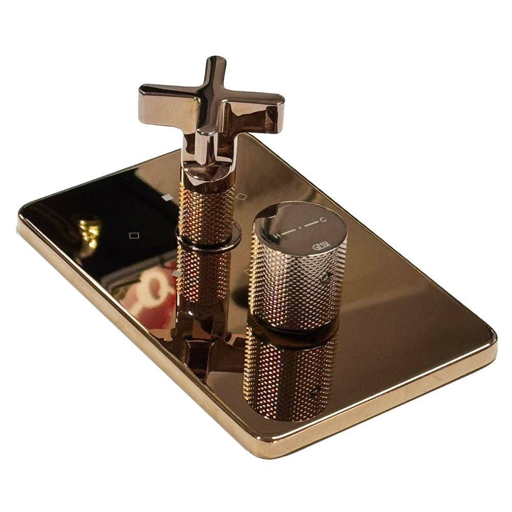 Gessi Incisso X design inbouw douchthermostaat afbouwdelen 3-weg, koper PVD