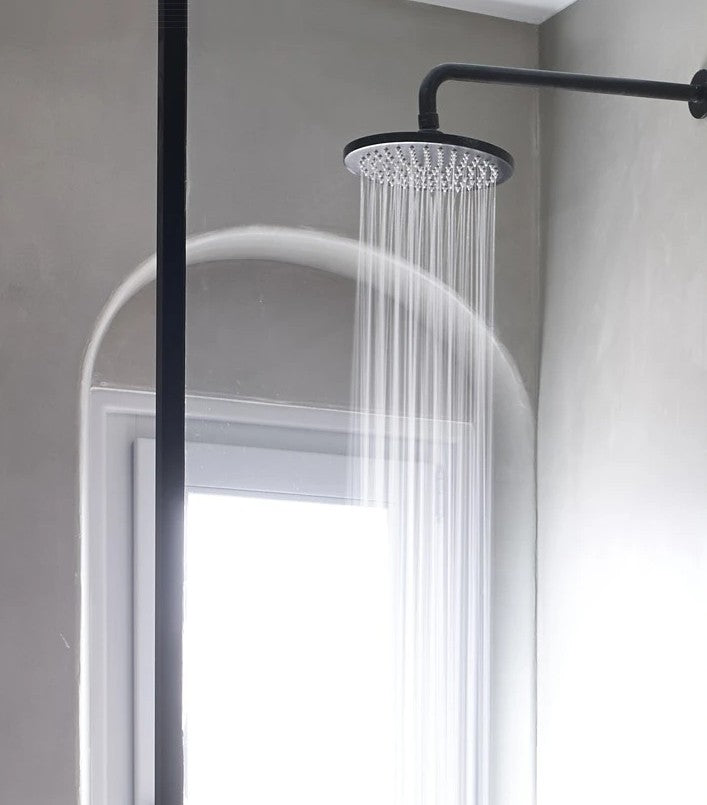 Waterevolution Flow hoofddouche 25 cm met wandbevestiging mat zwart