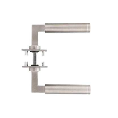 9 sets Intersteel Baustil deurkrukken op vierkant magneet rozet verdekt, RVS