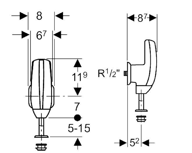 Geberit spoelsystemen urinoirstuursysteem, wateraansluiting achter chroom mat