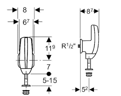 Geberit spoelsystemen urinoirstuursysteem, wateraansluiting achter chroom mat