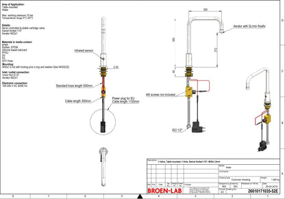 Broen Lab sensor-kraan voor koud water of voorgemengd op het werkblad, Wit