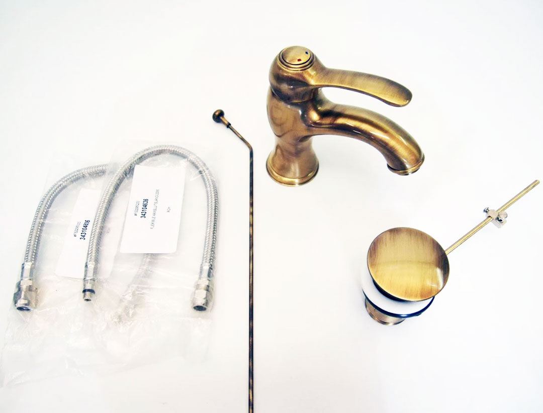 Cristina Art wastafelmengkraan met waste kleur brons