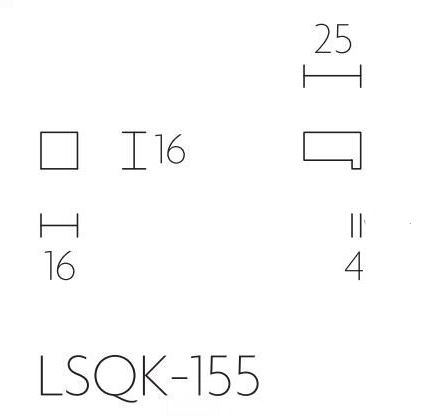 Meubelknop Square LSQK-155 Mat RVS 16 mm