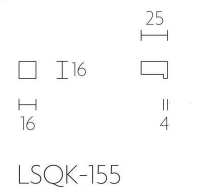 Meubelknop Square LSQK-155 Mat RVS 16 mm