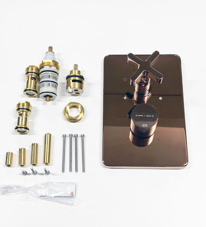 Gessi Incisso X design inbouw douchthermostaat afbouwdelen 3-weg, koper PVD