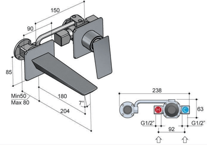 Hotbath BRO BR005 design inbouw wastafelmengkraan chroom