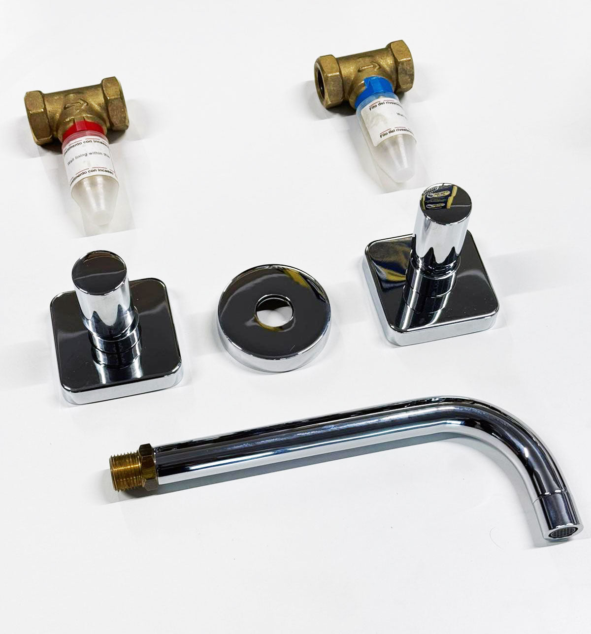 Ponsi Vega 3-gats inbouw wandmengkraan uitloop 220 mm, Chroom