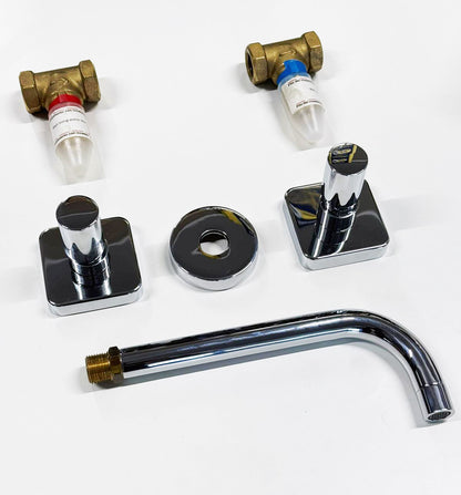 Ponsi Vega 3-gats inbouw wandmengkraan uitloop 220 mm, Chroom