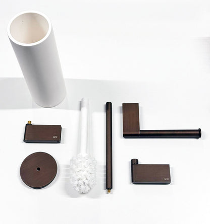 Gessi Origini toiletaccessoires set met toiletrolhouder, haak en wand-wc-borstelhouder, uitgevoerd in donker brons