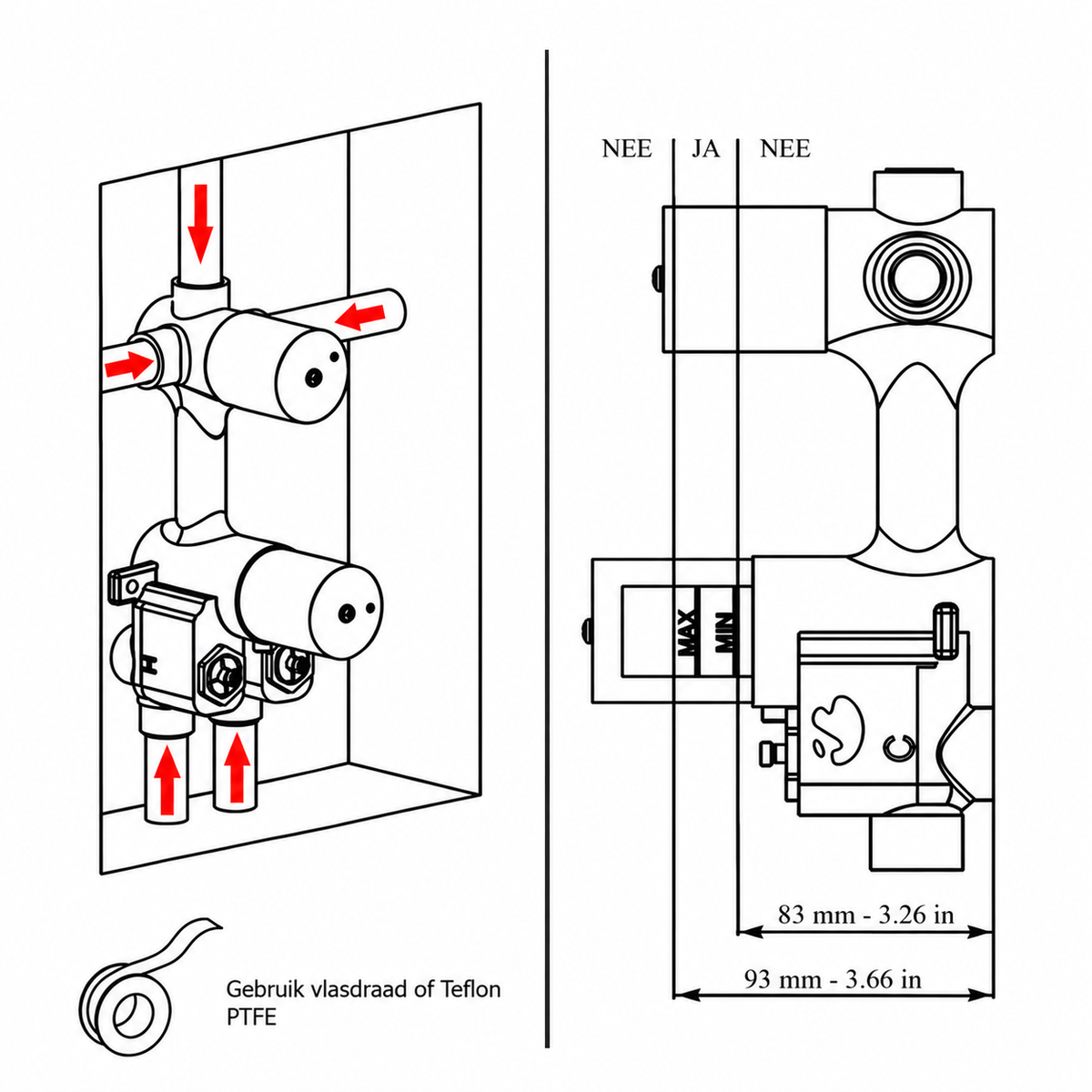 Plieger Roma Inbouwdouchekraan thermostatisch m. omstel inclusief inbouwdeel, Goud