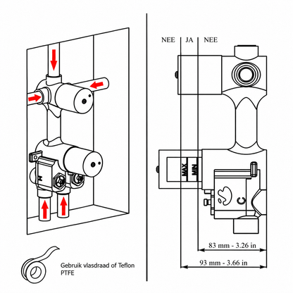 Plieger Roma Inbouwdouchekraan thermostatisch m. omstel inclusief inbouwdeel, Goud