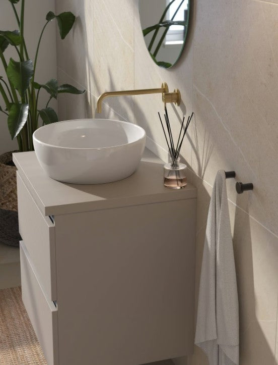 Qisani Flow wastafelkraan afbouwdeel met 250 mm uitloop light gold PVD