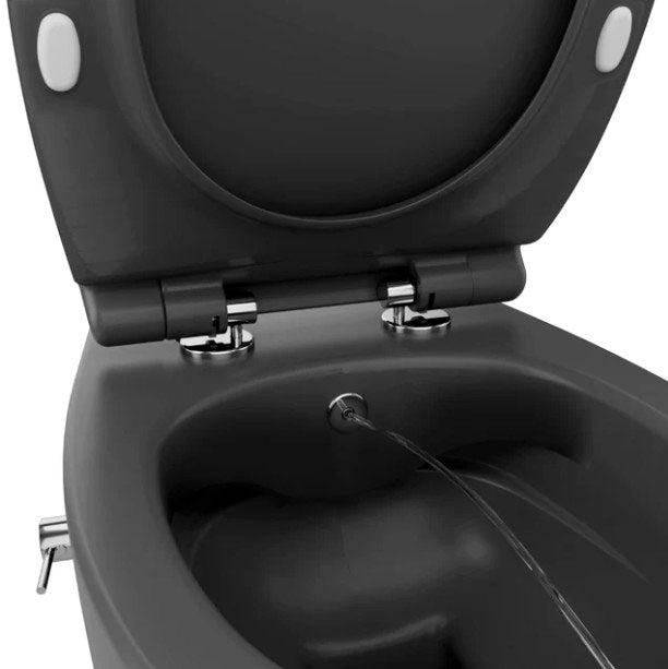 Isvea Sentimenti NEO CleanWash wandcloset, toilet randloos uitgevoerd met geïntegreerde koudwaterkraan, in antraciet
