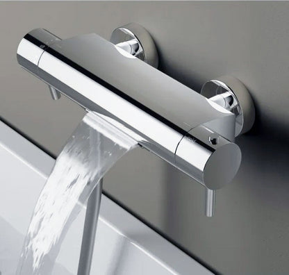 Hotbath Cobber badthermostaat Cascade watervaluitloop geborsteld mat nikkel