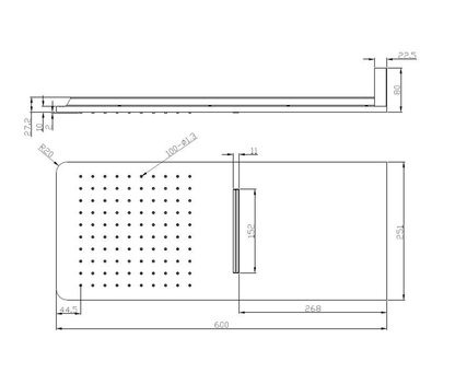 Wiesbaden Rombo waterval hoofddouche 800x600 mm, chroom