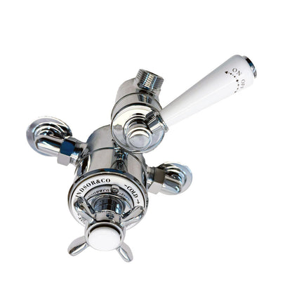 Windsor & Co klassieke losse opbouw thermostaatkraan met één weg, gepolijst, chroom