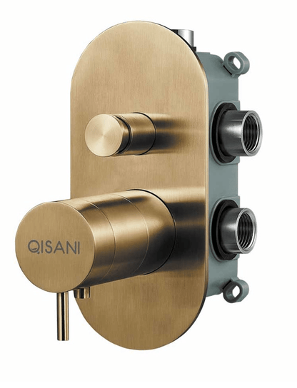 Qisani Flow thermostatische inbouw baddouchekraan 2-weg ovaal Gold / Goud