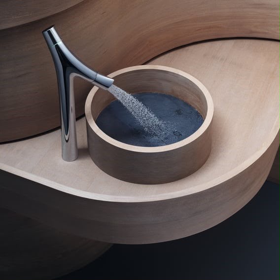 Hansgrohe AXOR Starck Organic 2-greeps-wastafelkraan 240 met verhoogd kraanhuis met EcoSmart, chroom