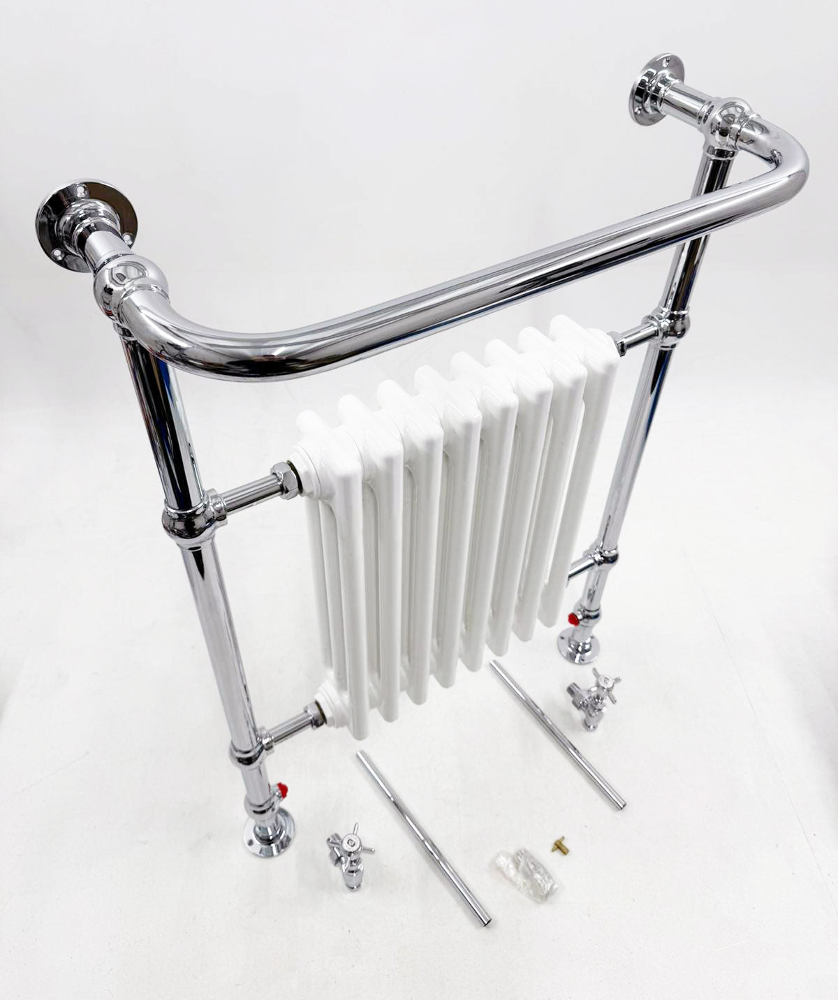 Imperial Malmo 8-balk traditionele radiator – 960 x 665 – chroom/wit – centrale verwarming