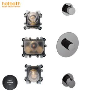 Hotbath Cobber CB007 inbouw douchethermostaat met twee stopkranen zwart chroom